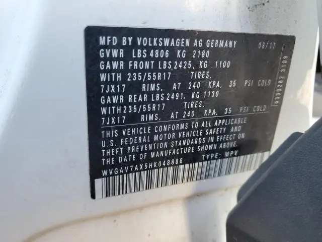 2017 VOLKSWAGEN TIGUAN S  