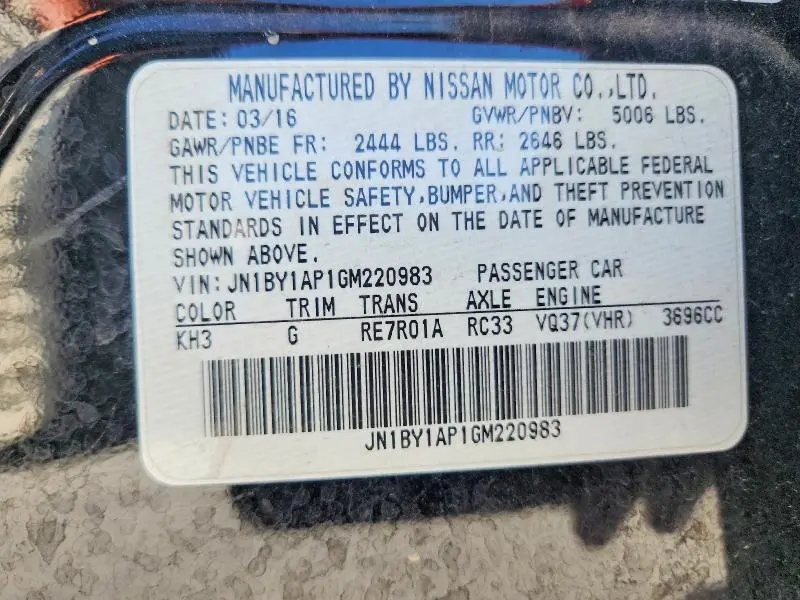 2016 INFINITI Q70 3.7  