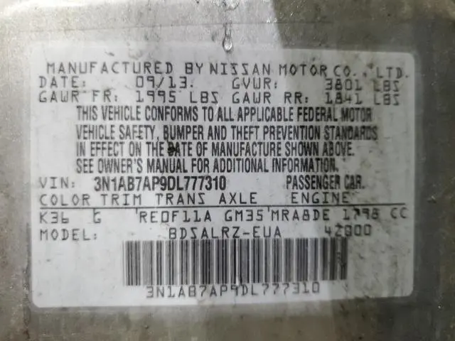 2013 NISSAN SENTRA S  