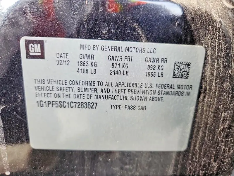 2012 CHEVROLET CRUZE LT  