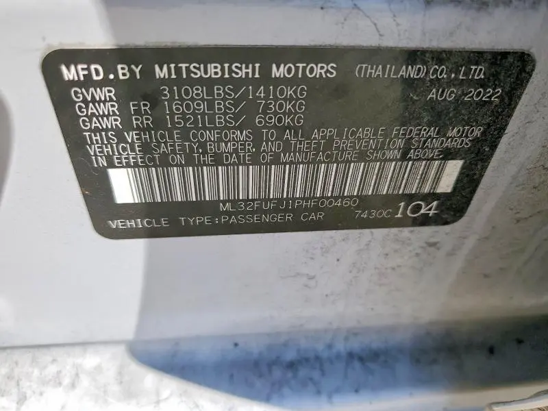 2023 MITSUBISHI MIRAGE   