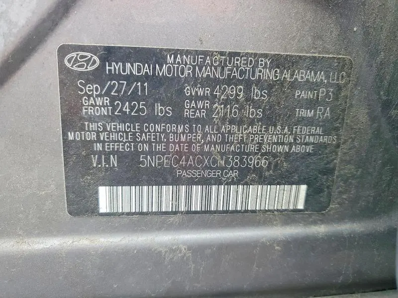 2012 HYUNDAI SONATA SE  