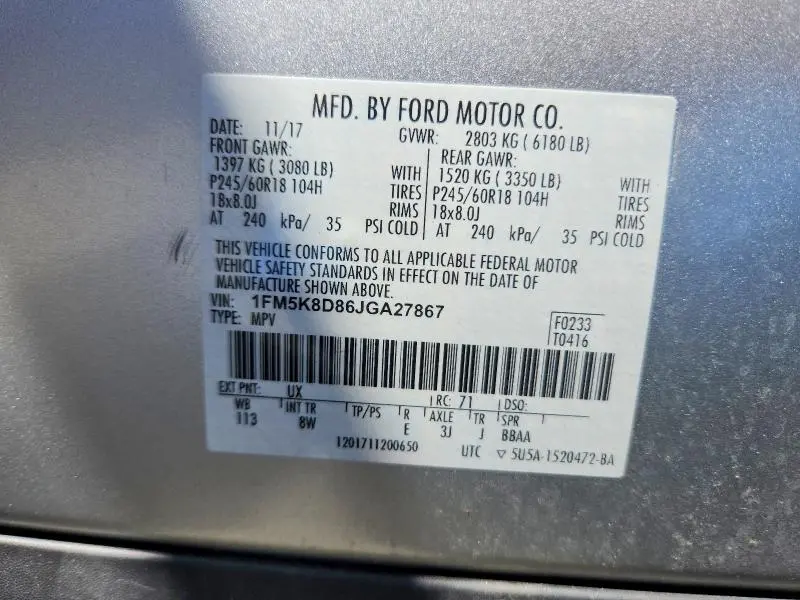 2018 FORD EXPLORER XLT  