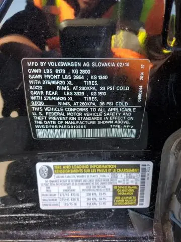 2014 VOLKSWAGEN TOUAREG V6  