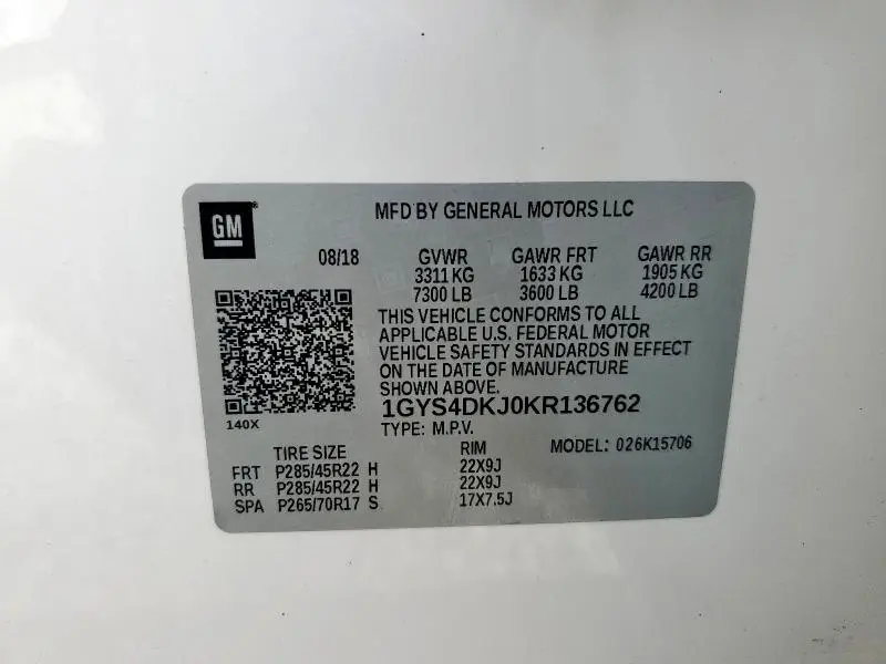 2019 CADILLAC ESCALADE PLATINUM  