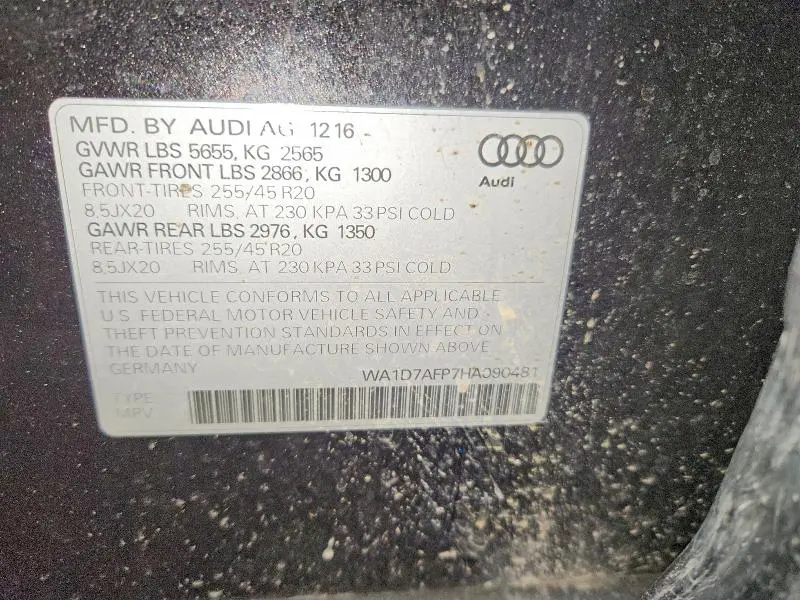 2017 AUDI Q5 PREMIUM PLUS S-LINE  