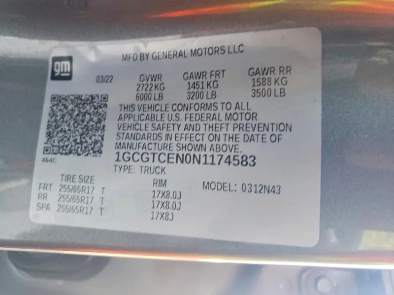 2022 CHEVROLET COLORADO LT  