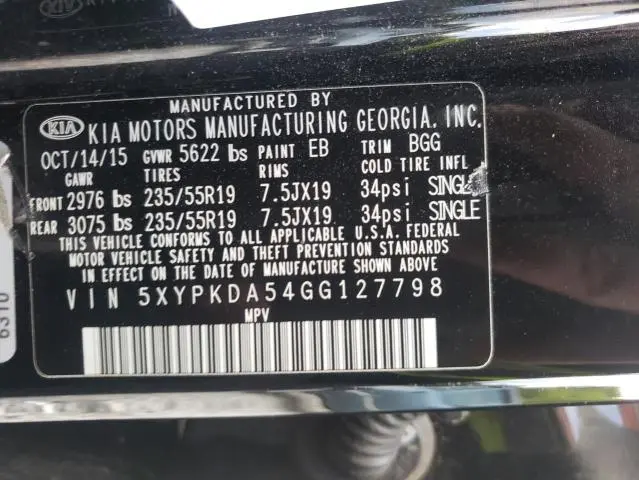 2016 KIA SORENTO SX  