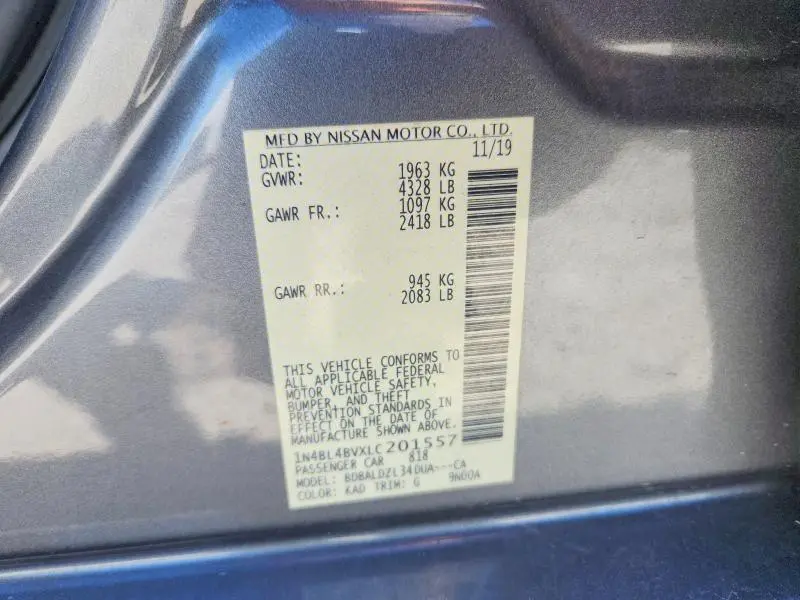 2020 NISSAN ALTIMA S  