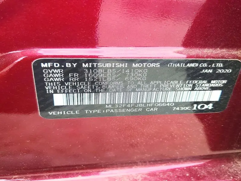 2020 MITSUBISHI MIRAGE G4 SE  
