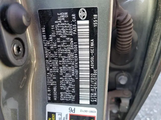 2014 TOYOTA CAMRY L  