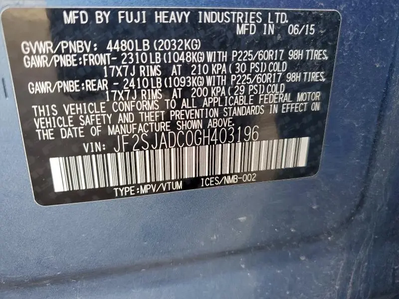 2016 SUBARU FORESTER 2.5I PREMIUM  