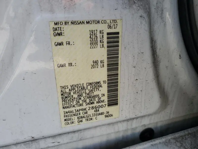 2017 NISSAN ALTIMA 2.5