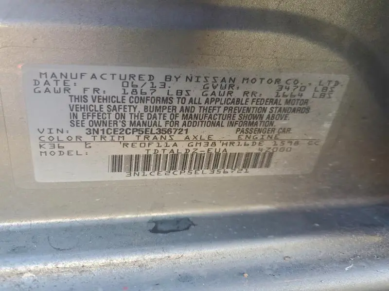 2014 NISSAN VERSA NOTE S  