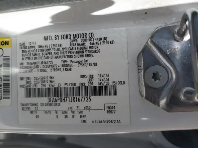 2018 FORD FUSION SE  