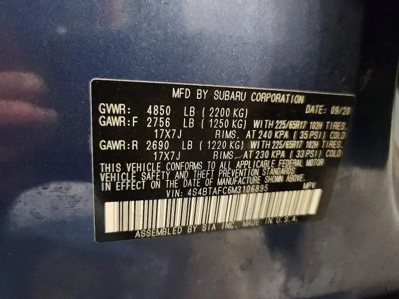 2021 SUBARU OUTBACK PREMIUM  