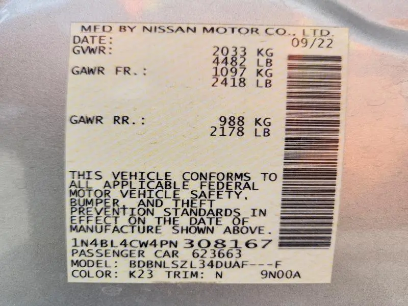 2023 NISSAN ALTIMA SR  