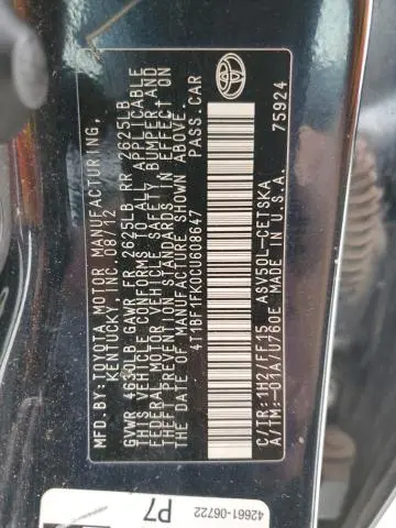 2012 TOYOTA CAMRY BASE  
