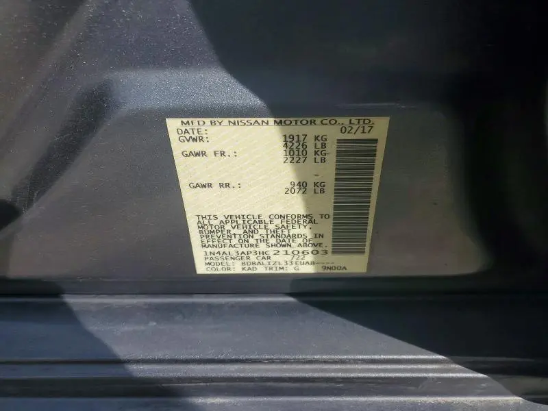 2017 NISSAN ALTIMA 2.5 SV  