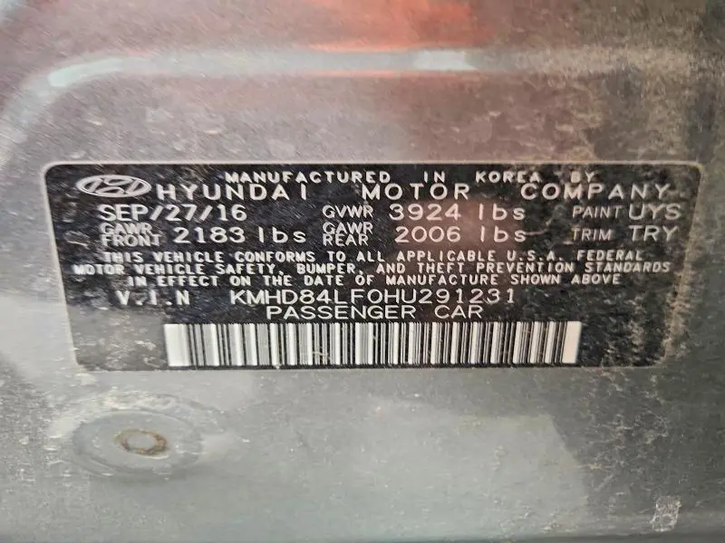 2017 HYUNDAI ELANTRA   