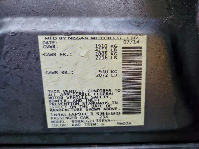 2015 NISSAN ALTIMA 2.5  