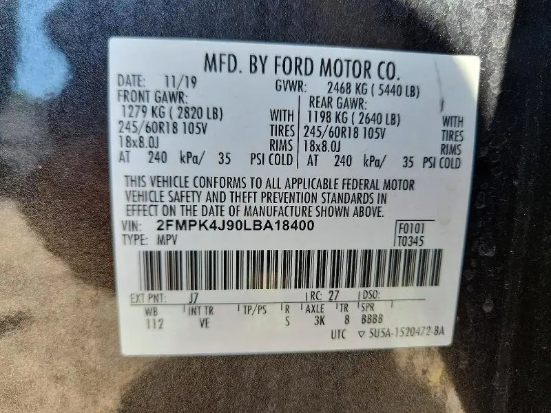 2020 FORD EDGE SEL  