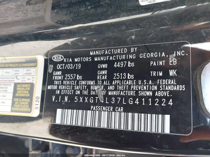 2020 KIA OPTIMA LX
