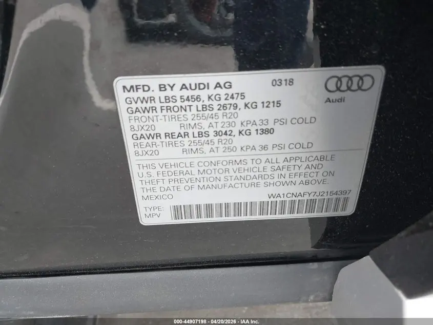 2018 AUDI Q5 2.0T PREMIUM/2.0T TECH PREMIUM