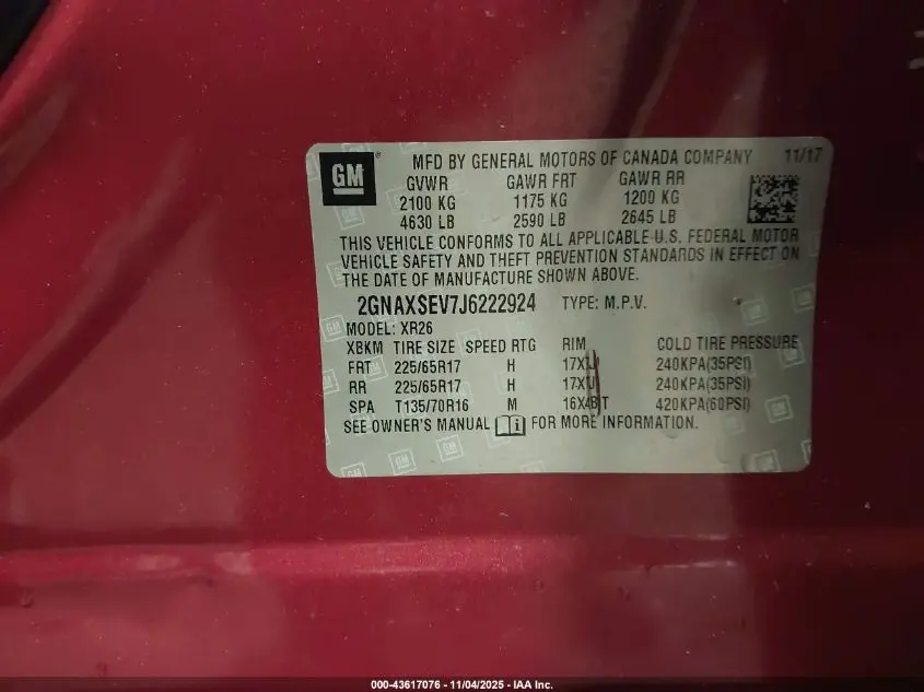 2018 CHEVROLET EQUINOX LT