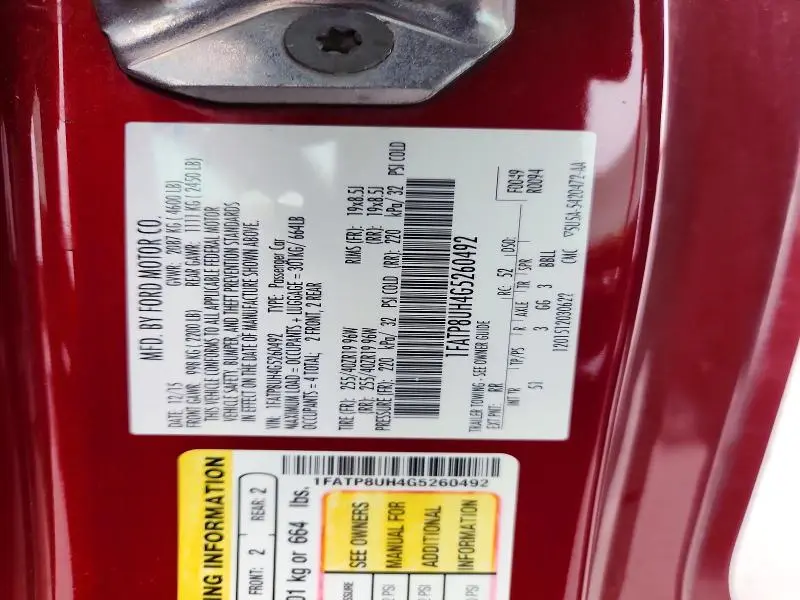 2016 FORD MUSTANG   