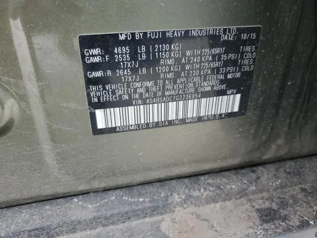 2016 SUBARU OUTBACK 2.5I PREMIUM  