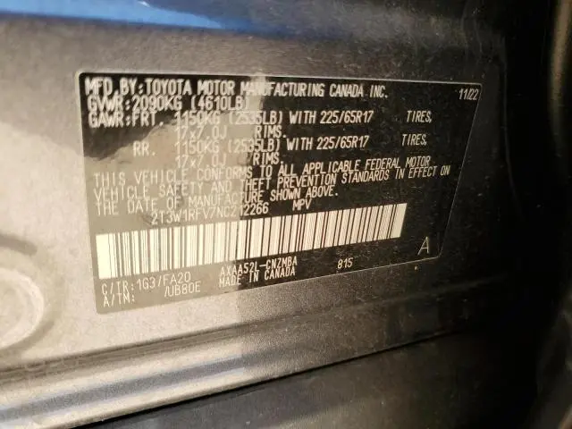 2022 TOYOTA RAV4 XLE  