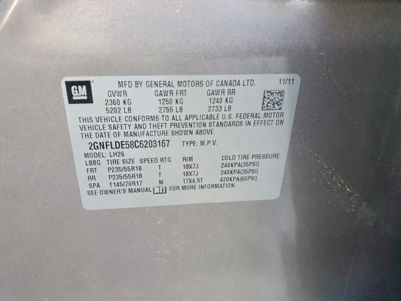 2012 CHEVROLET EQUINOX LT  
