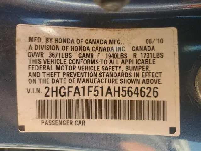 2010 HONDA CIVIC LX  