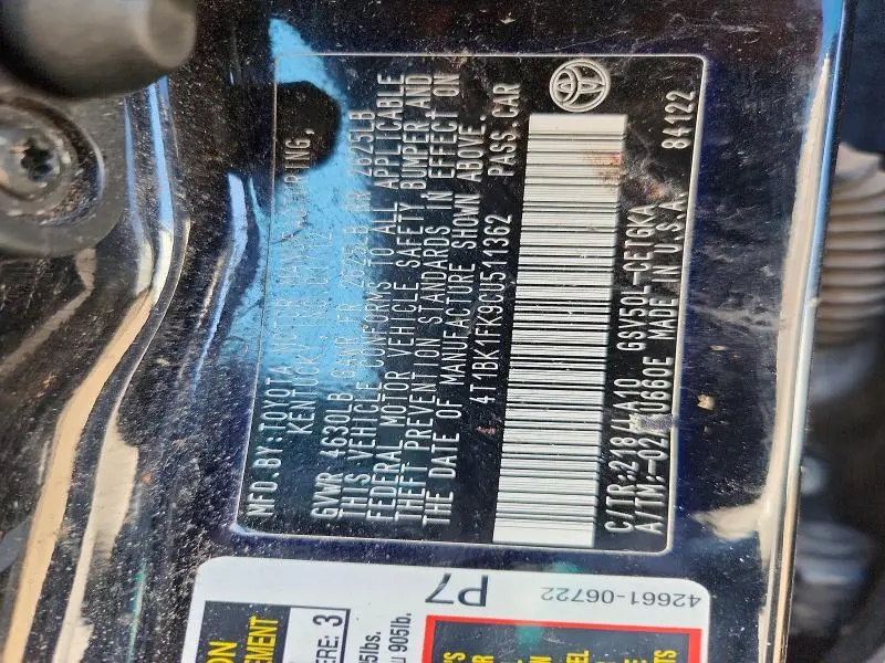 2012 TOYOTA CAMRY XLE V6  