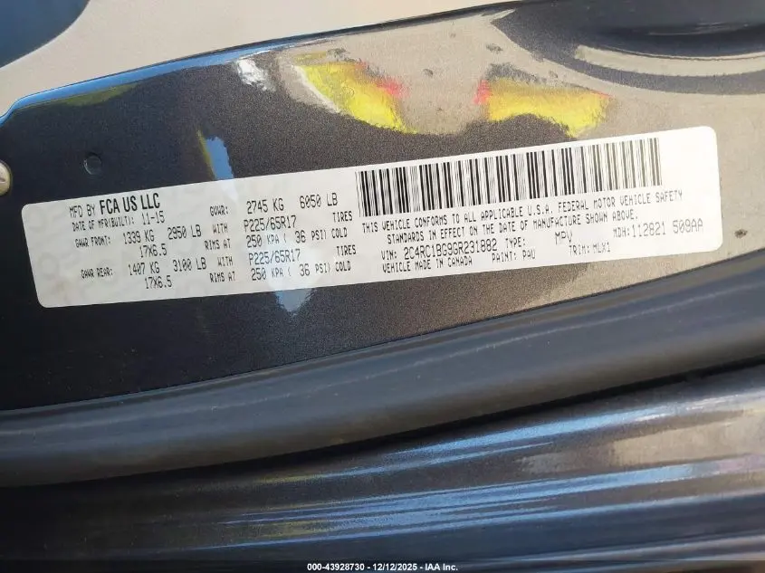 2016 CHRYSLER TOWN & COUNTRY TOURING