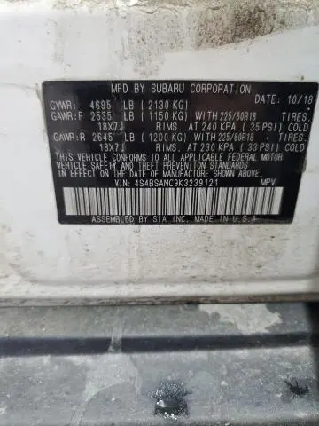 2019 SUBARU OUTBACK 2.5I LIMITED  