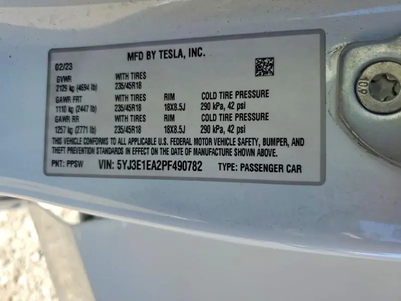 2023 TESLA MODEL 3   