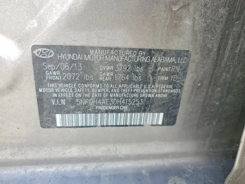 2013 HYUNDAI ELANTRA GLS  
