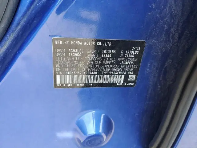 2016 HONDA FIT LX  