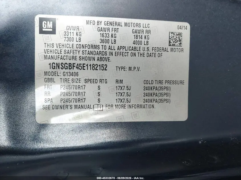 2014 CHEVROLET EXPRESS 1500 LS