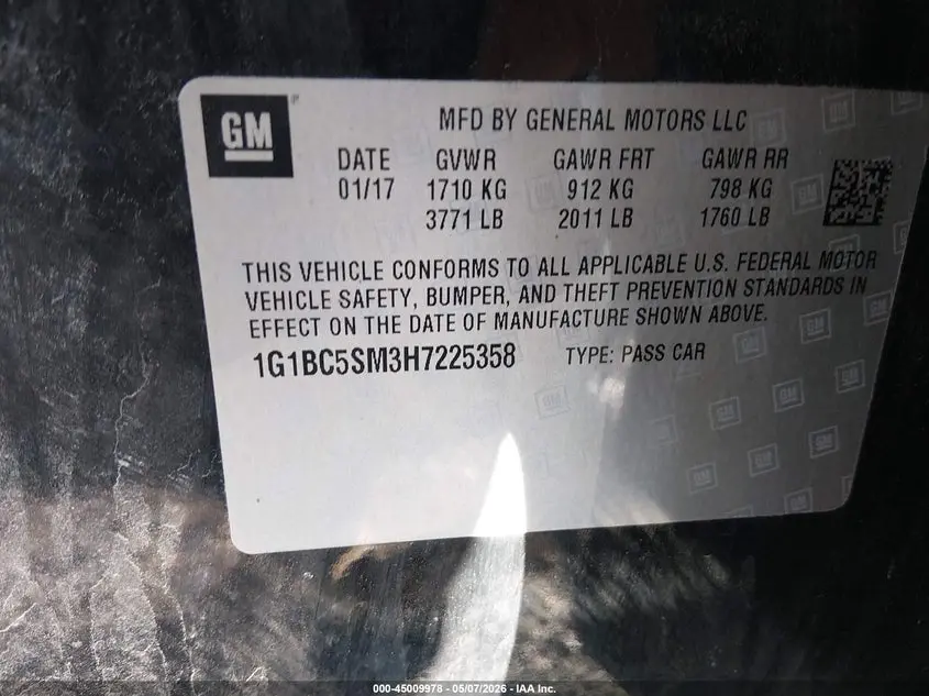2017 CHEVROLET CRUZE LS AUTO