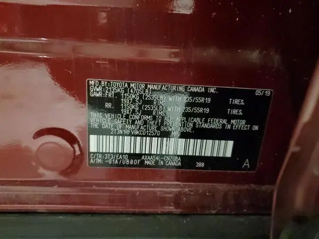 2019 TOYOTA RAV4 LIMITED  