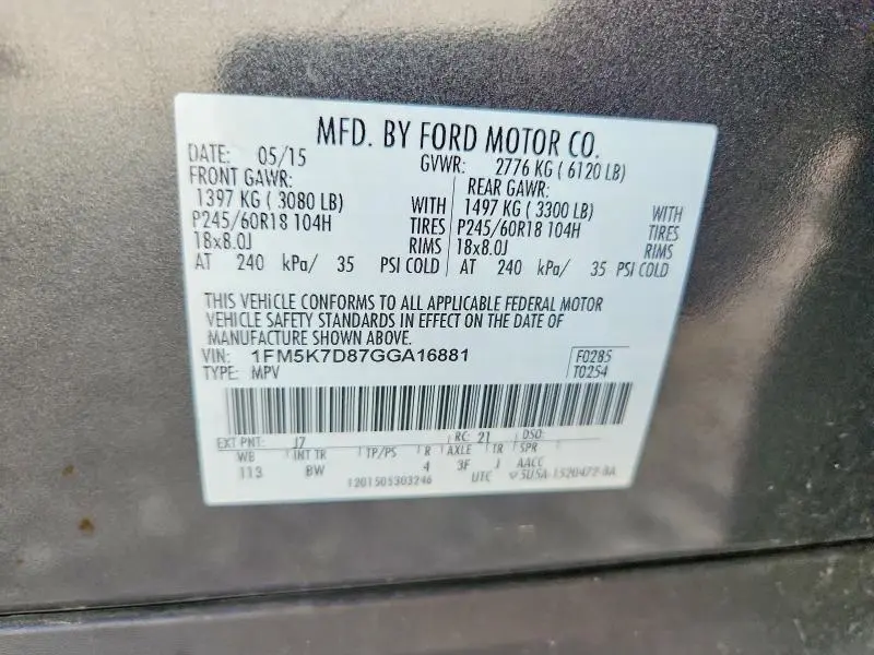 2016 FORD EXPLORER XLT  