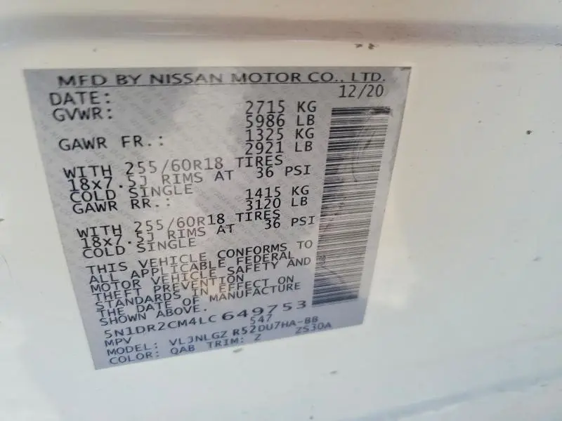 2020 NISSAN PATHFINDER SL  