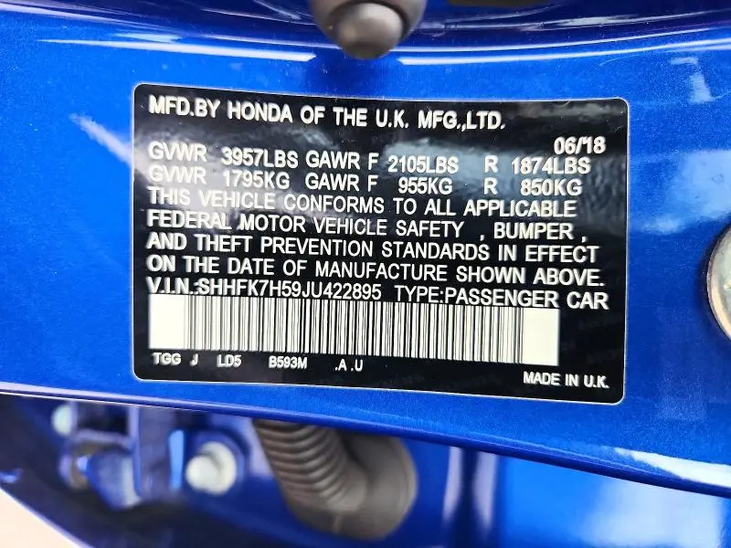 2018 HONDA CIVIC   