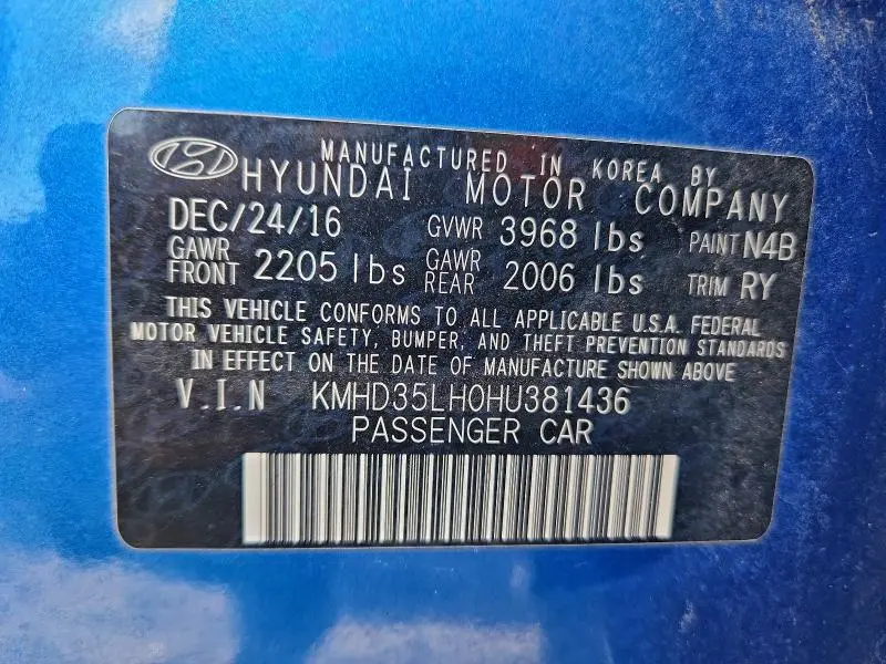 2017 HYUNDAI ELANTRA GT   