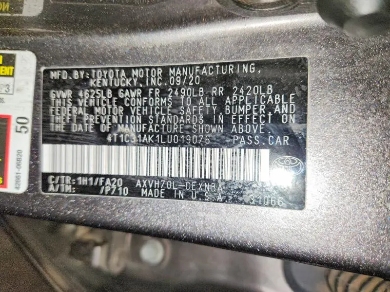 2020 TOYOTA CAMRY LE  