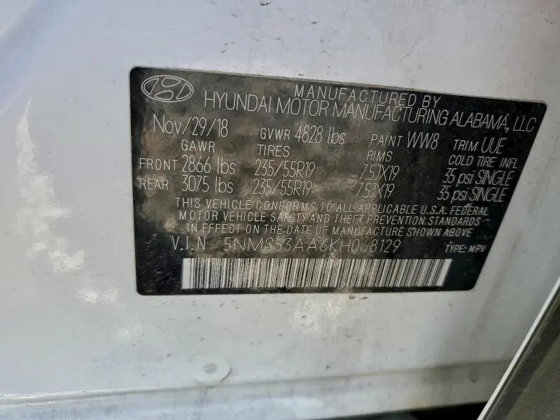 2019 HYUNDAI SANTA FE LIMITED  