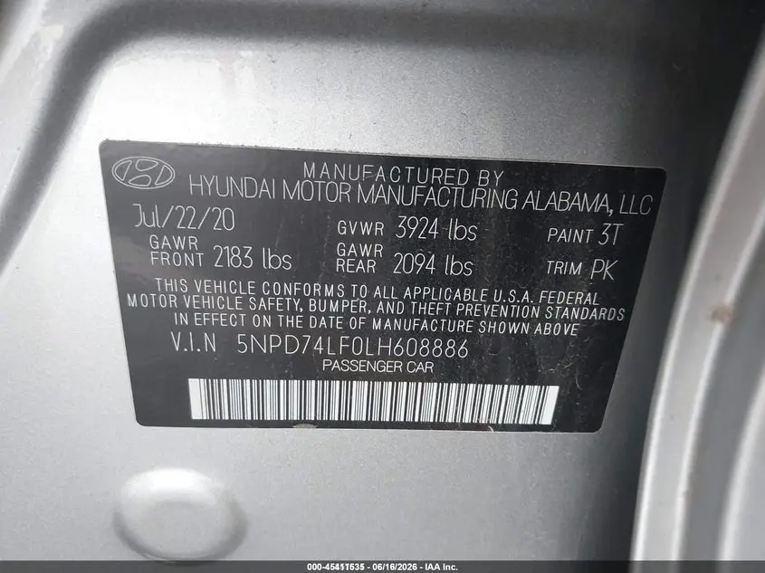 2020 HYUNDAI ELANTRA SE